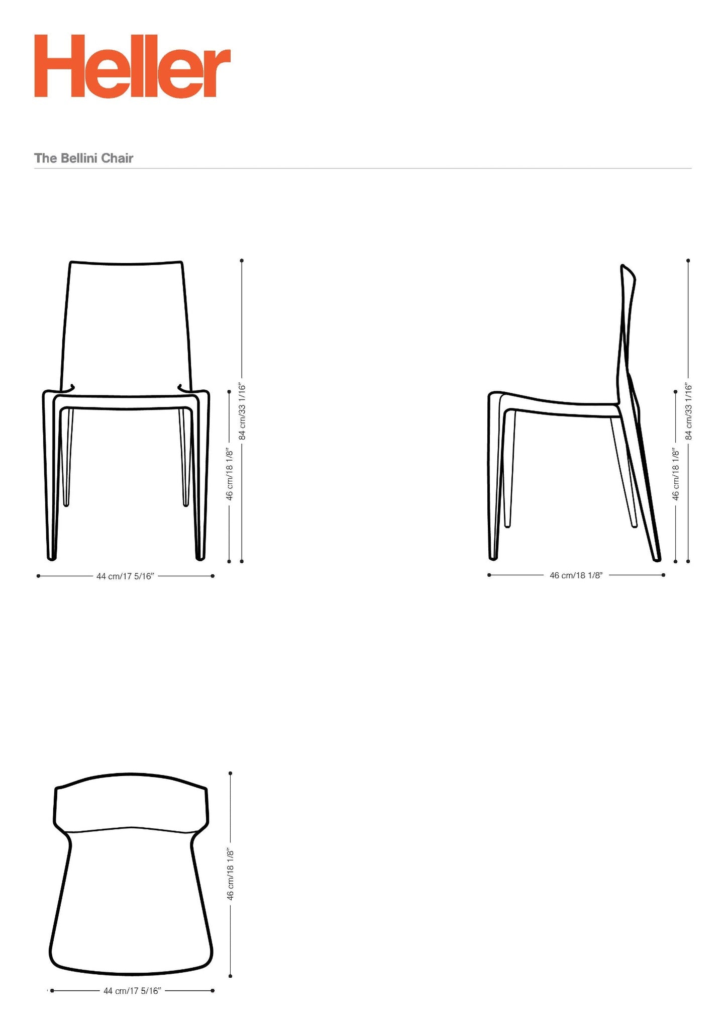 The Bellini Chair, Dimensions