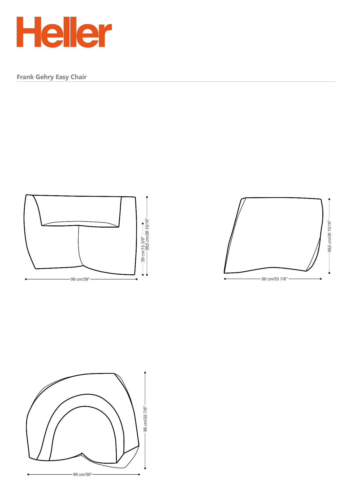 Gehry Easy Chair, Dimensions
